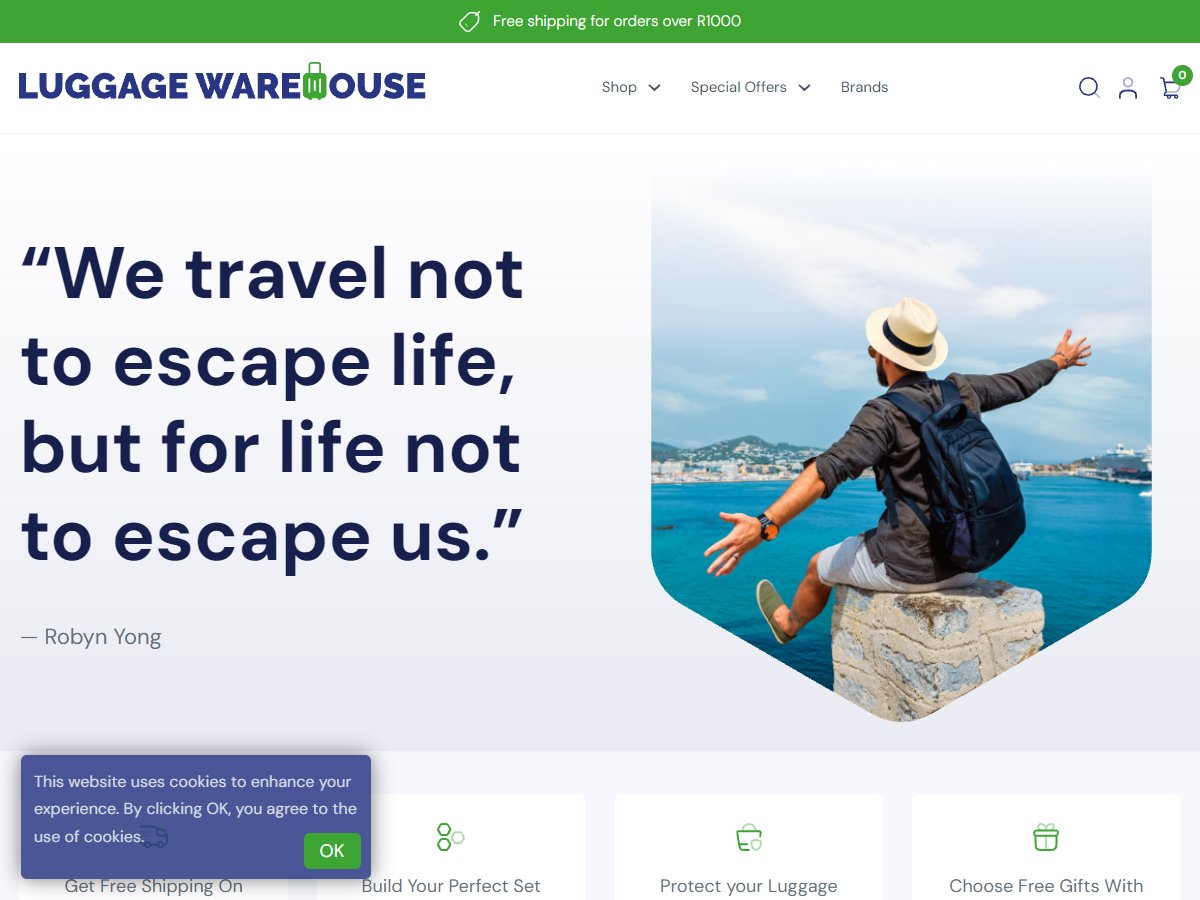 luggagewarehouse co za screenshot