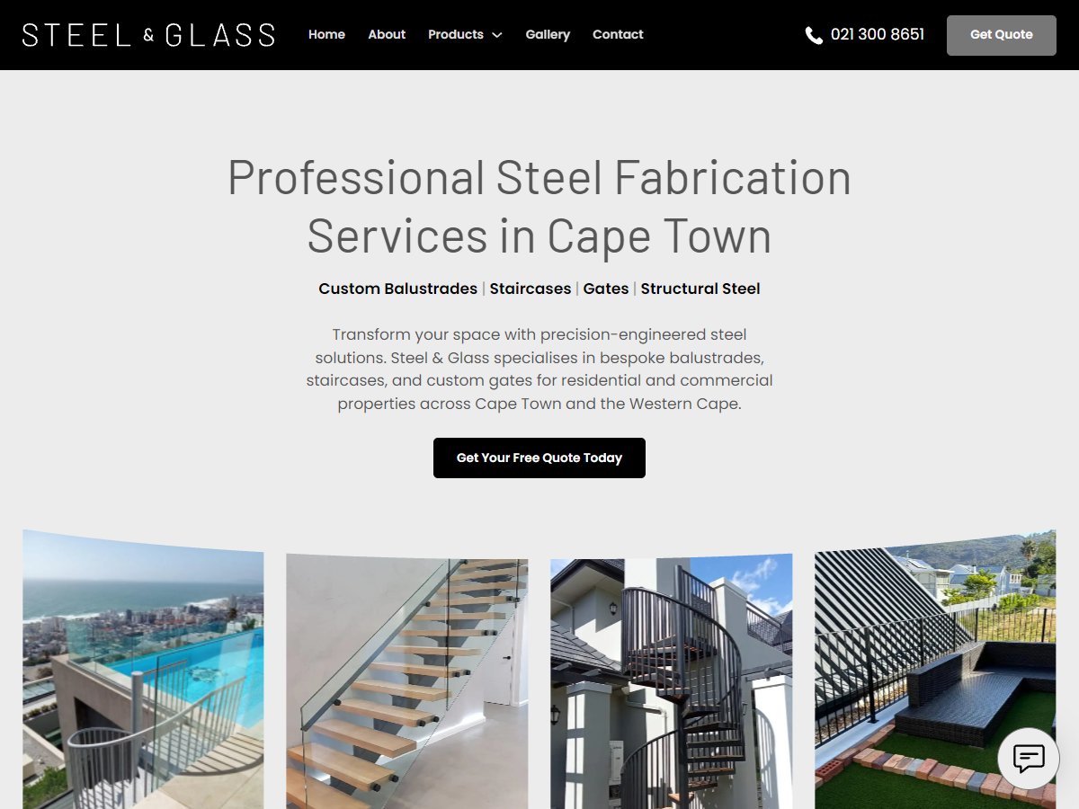 steelandglass co za screenshot